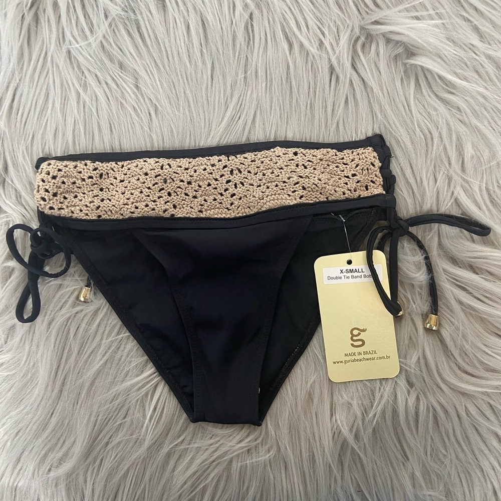 Guria Bikini Bottom Crochet Size‎ XS Color Black Women's NWT